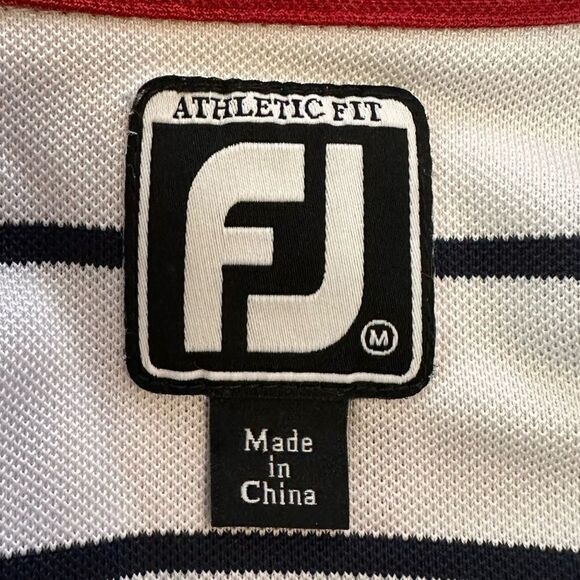 FootJoy White with Dark Midnight Striped Golf Polo in Size Medium - Picture 2 of 7